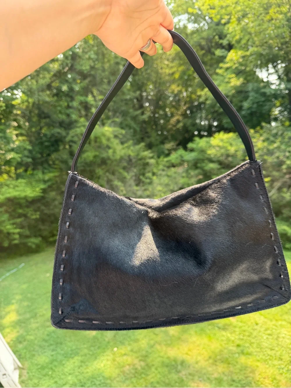 Coach West End Haircalf Medium Hobo 9469 Black Shoulder Bag Y2K